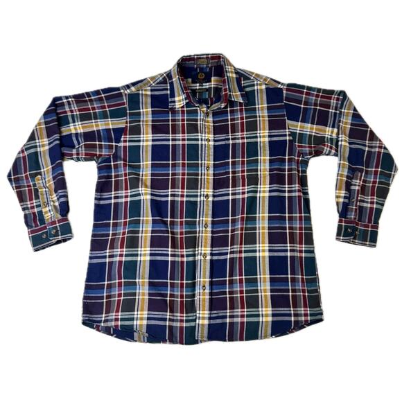 Viyella Other - Viyella Plaid Button Down Shirt Blue Burgundy Men’s XL Cotton Wool Casual Preppy